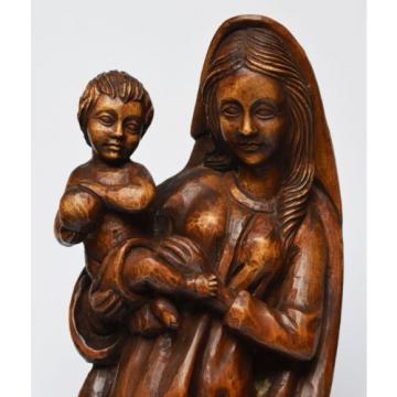 Große Holz Skulptur Linde geschnitzt Maria Muttergottes Madonna mit Kind 54 cm