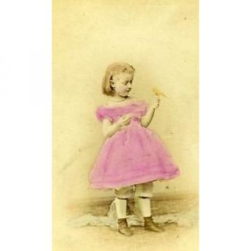 Young Girl &amp; Small Bird Berlin Germany Old CDV Linde Photo 1870