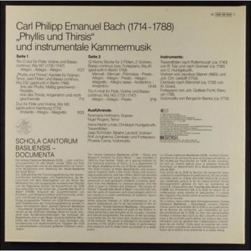 CPE Bach Phyllis and Thirsis Harmonia Mundi LP Schola Cantorum Basiliensis Linde