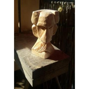 Wikinger Gesicht Holzfigur Hand geschnitzt aus Linde Schnitzholz