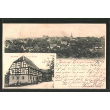 alte AK Grossgarnstadt, Gesamtansicht &amp; Gasthof zur Linde 1900