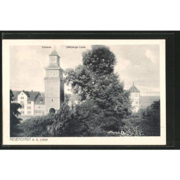 schöne AK Neuenstadt, 1000 jährige Linde, Torturm