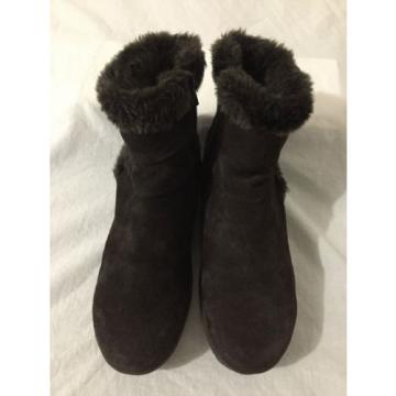 BearTraps &#039;Cammy&#039; Ankle Boots Brown Suede Faux Fur Linde Size 7.5M