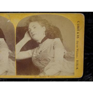 Antique Stereoview Photo Stolze Linde Berlin Bertha Walter Actress Germany