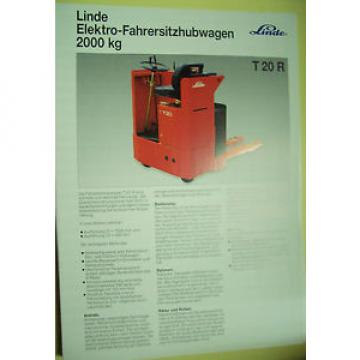 Sales Brochure Original Prospekt Linde Elektro-Fahrersitzhubwagen T 20 R 2000 kg