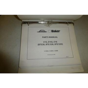 Linde Baker electric powered forklift truck Parts Manual E20B/E25B/E30B
