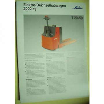 Sales Brochure Original Prospekt Linde Elektro-Deichselhubwagen T 20 - 50