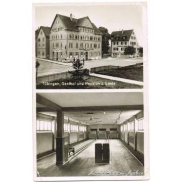 Tübingen Gatshof und Pension zur Linde 2 Bild: Kegelbahn Foto Ansichtskarte 1932