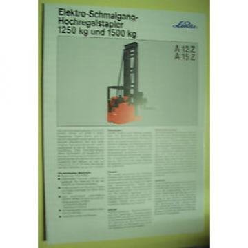 Sales Brochure Original Prospekt Linde Elektro-Schmalgang-Hochregalstapler A12Z