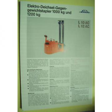 Sales Brochure Original Prospekt Linde Elektro-Deichsel-Gegen-Gewichtsstapler