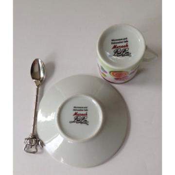 Linde Lane &#034;Mareah&#034; Espresso Cup &amp; Saucer With Spoon ~ Candy Motif ~ Excellent