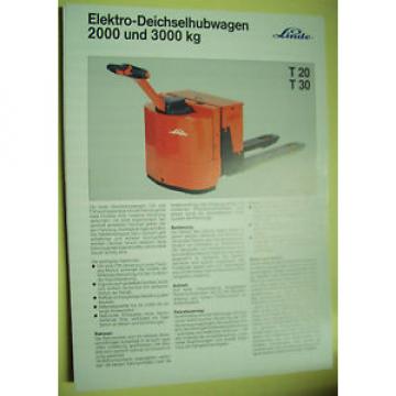 Sales Brochure Original Prospekt Linde Elektro-Deichselhubwagen T 20   T 30