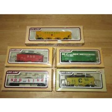 HO SCALE 5 CAR LOT - Life-Like LINDE,  B&amp;0 BOXCAR Chessie System Peabody Cargo
