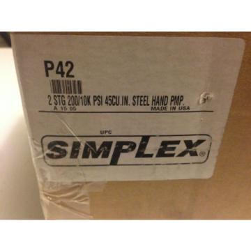 Simplex P42 Steel Compact Hand Pump 45 cu in Oil Reservoir Capacity, 10000 PSI