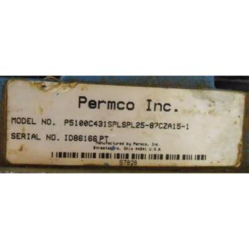 PERMCO INC, P5100 SERIES TANDEM HYDRAULIC PUMP, P5100C431SPLSPL25-87CZA15-1