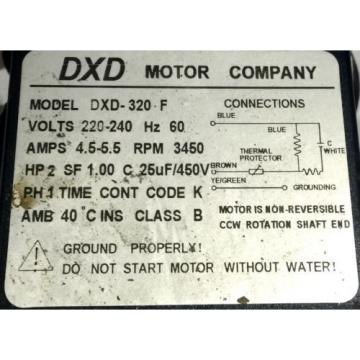 DXD Motor Company 320-F 4.5/5.5A 220/240V , Pump