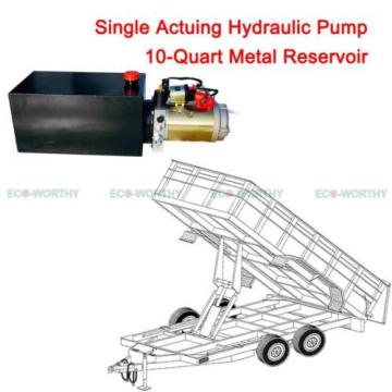 12V 10 Quart Metal Tank Hydraulic Power Pump Pack Dump Trailer Car Lifting US