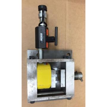Enerpac RSM300 30 Ton 1/2 inch stroke Hydraulic Cylinder mounted in press