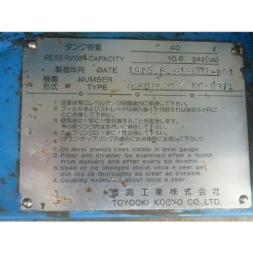 TOYOOKI KOGYO GG5D6520.Y.NC-0971 HYDRAYLIC PUMP W/ MOTOR TOSHIBA 3 PHASE