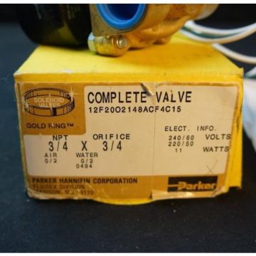 Parker solenoid valve 12f2002148acf4c15  11 watts 3/4&#034; X 3/4&#034; in out