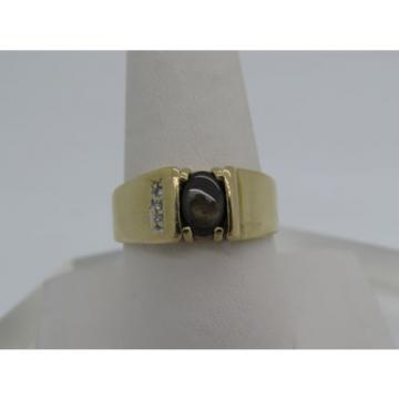 10k Yellow Gold Brown Oval Black Star Sapphire Lindi Linde Diamond Ring Size 10