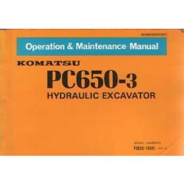 KOMATSU HYDRAULIC EXCAVATOR PC650-3 OPERATORS MANUAL -DE1 **GENUINE**