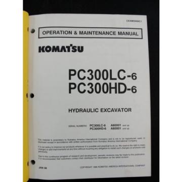 Komatsu excavator operators owner users manual PC300LC-6 PC300HD-6 CEAM3006C1