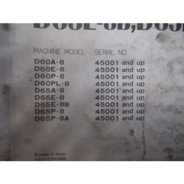 Komatsu D60A-8 D60E-8 D60P-8 Bulldozer Dozer Crawler Shop Service Repair Manual