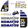 Komatsu PC30MR-2  Decals Stickers, repro Kit for Mini Excavator #1 small image