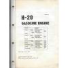 Komatsu H-20 Gasoline Engine Parts Book, H20-PNE3, 15 June 1982