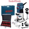 Bosch GKF600 Palm Router Kit And Extra Base 110v+ Excel 12 Piece Cutter Set #1 small image