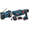 Lithium-Ion Cordless Compact Drill Driver and Jobsite Radio Power 2 Tool Combo