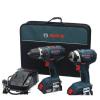 Bosch 18V 2Tool Kit w/Compact Tough Drill Driver Hex Impact Driver &amp; 2SlimPacks #1 small image