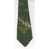 Tie, Linde California Forest Green Pale Yellow White HAND PAINTED Sailboats USA #1 small image