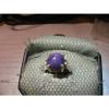 12MM PLUM LINDE STAR SAPPHIRE RING 925 STERLING SILVER SIZE 6.75