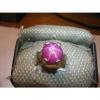 BIG 12MM CLARET RED LINDE STAR SAPPHIRE RING .925 STERLING SILVER SIZE 7. #1 small image