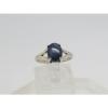 CRACK14k White Gold Oval 9.4x7.3mm Blue Sapphire Lindi Linde Lindy Star Ring 6.5