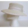 SUSAN VAN DER LINDE NEW YORK IVORY STRAW WITH RAW SILK EDGE OCCASION HAT  (J12) #6 small image