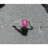 8X6mm 1.5+ CT LINDE LINDY PINK STAR SAPPHIRE CREATED RUBY SECOND RING .925 SS #1 small image