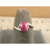 8X6mm 1.5+ CT LINDE LINDY PINK STAR SAPPHIRE CREATED RUBY SECOND RING .925 SS