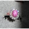 HALO LINDE LINDY PINK STAR SAPPHIRE CREATED RUBY SECOND RING STAINLESS STEEL #1 small image