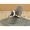 VINTAGE SIGNED LINDE LINDY CF BLUE STAR SAPPHIRE CREATED HALO RING RD PL .925 SS