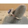 VINTAGE SIGNED LINDE LINDY CF BLUE STAR SAPPHIRE CREATED HALO RING RD PL .925 SS #6 small image