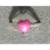 8X8MM HEART LINDE LINDY PINK STAR RUBY CREATED SAPPHIRE  2ND RD PLT .925 SS RING