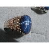 MEN&#039;S 16X12MM 9+CT LINDE LINDY CRNFLR BLUE STAR SAPPHIRE CREATED SECOND RING SS #1 small image