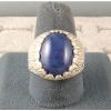 MEN&#039;S 16X12MM 9+CT LINDE LINDY CRNFLR BLUE STAR SAPPHIRE CREATED SECOND RING SS #2 small image
