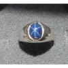 MEN&#039;S 10x8mm 3+ CT LINDE LINDY CRNFLWR BLUE STAR SAPPHIRE CREATED SECOND RING SS