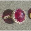 PMP LINDE LINDY TRANSPARENT RED STAR SAPPHIRE CREATED HALO RING RD PLT .925 SS #1 small image
