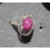 10x8mm 3+ CT LINDE LINDY PINK STAR SAPPHIRE CREATED RUBY SECOND RING .925 SS #1 small image