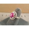 10x8mm 3+ CT LINDE LINDY PINK STAR SAPPHIRE CREATED RUBY SECOND RING .925 SS #3 small image